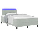 Lit coffre avec matelas et lumière LED gris clair 120x200 cm en velours