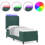 vidaXL Lit à Ressorts avec Matelas LED Vert foncé 80 x 200 cm Velours