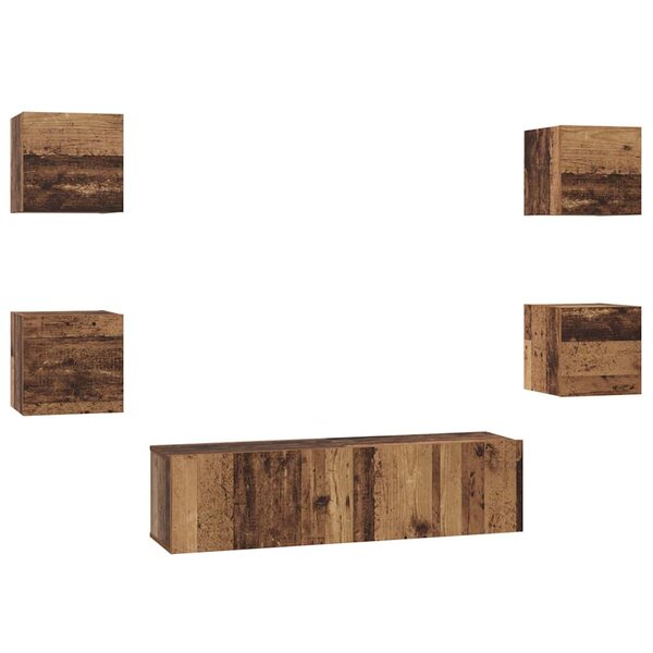 vidaXL Ensemble meuble TV 6 Pièces Bois Ancien Bois d'ingénierie