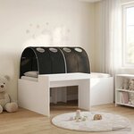 vidaXL Lit haut pour enfants avec bureau Blanc et noir