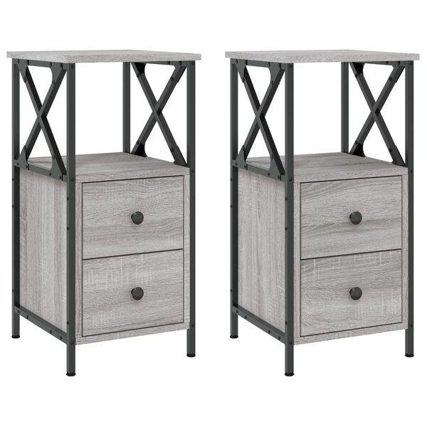 vidaXL Tables de chevet 2 Pièces sonoma gris 34x35 5x70cm bois ingénierie