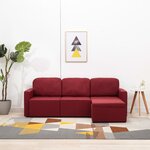 vidaXL Canapé-lit modulaire 3 places Rouge bordeaux Tissu