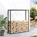 vidaXL Portant de bois de chauffage Noir mat 110x28x116 cm Acier