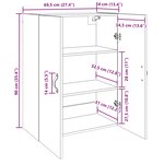 vidaXL Armoire Murale 2 Pièces Chêne artisanal 69 5 x 34 x 90 cm