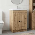 vidaXL Armoire sous évier de salle de bain Chêne artisanal