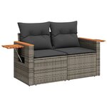 vidaXL Salon de jardin 9 Pièces avec coussins gris résine tressée
