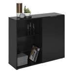 FMD Commode avec 1 porte et étagère ouverte Noir