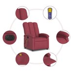 vidaXL Fauteuil de massage inclinable électrique Rouge bordeaux Tissu