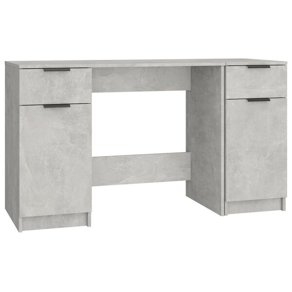 Bureau table poste de travail meuble d'ordinateur informatique étude avec armoire latérale bois d'ingénierie gris 02_0023395