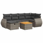 vidaXL Salon de jardin avec coussins 7 Pièces gris résine tressée