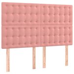 vidaXL Sommier à lattes de lit matelas et LED Rose 140x190 cm Velours