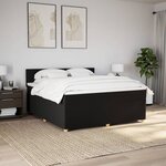 vidaXL Sommier à lattes de lit avec matelas Noir 180x200 cm Tissu