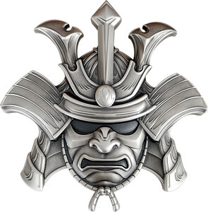 Pièce de monnaie en Argent 10 Dollars g 311 (10 oz) Millésime 2024 Ancient Warriors SAMURAI HELMET