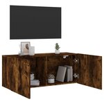 vidaXL Meuble TV mural chêne fumé 100x30x41 cm