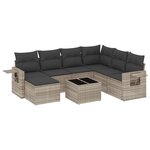 vidaXL Salon de jardin 8 Pièces avec coussins gris clair résine tressée