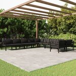 vidaXL Salon de jardin 10 Pièces avec coussins Aluminium Anthracite