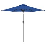 vidaXL Parasol de jardin LED mât en acier bleu azuré 225x225x212 cm