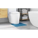 vidaXL Tapis de bain antidérapant avec découpe pour toilette Bleu