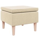 vidaXL Tabouret avec pieds en bois Crème Tissu