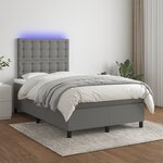 vidaXL Sommier à lattes de lit matelas LED gris foncé 120x190 cm tissu