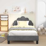 vidaXL Cadre de lit pour enfants avec tête de lit Gris foncé Velours