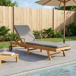 vidaXL Chaise longue avec coussin 100  Polyester Teck Solide