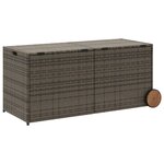 vidaXL Boîte de rangement de jardin et roues gris 283L résine tressée