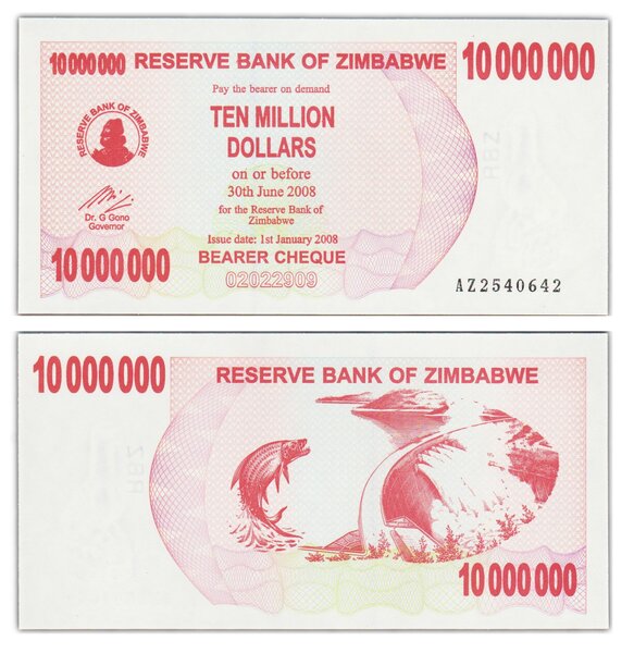 Billet de Collection 10000000 Dollars 2008 Zimbabwe - Neuf - P55a
