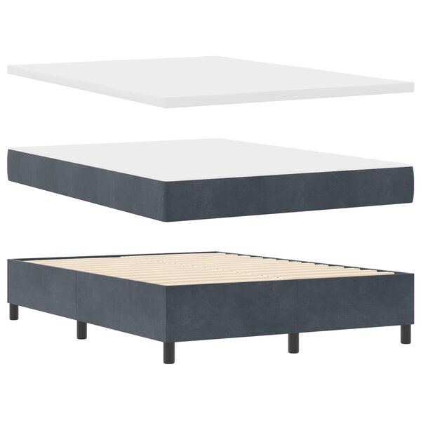 vidaXL Lit ressort avec matelas et banc gris foncé 140x200 cm velours