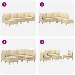 vidaXL Canapé modulaire avec rangement 5 Pièces Crème Tissu