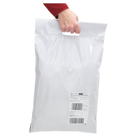 Pochette plastique opaque "aller-retour" 30  recyclé avec poignée 60 microns raja 69x64 cm (lot de 100)