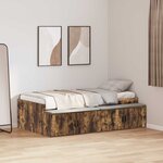 vidaXL Cadre de Lit de Rangement Chêne Fumé 90x190 cm