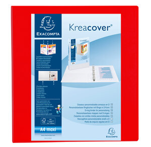 Classeur personnalisable Kreacover A4 Maxi 4 Ax Diam 60mm Dos 86 mm Rouge EXACOMPTA