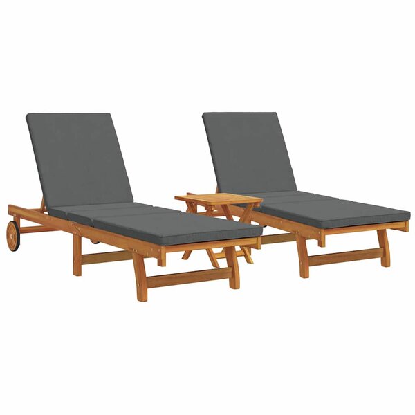 vidaXL Transat 3 pc Bois d'Acacia Massif Marron