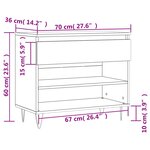 vidaXL Armoire à chaussures Chêne marron 70x36x60 cm Bois d'ingénierie