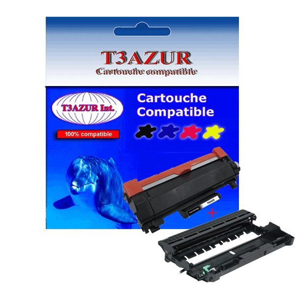 Kit Tambour+Toner compatibles avec Brother TN2420, DR2400 pour Brother HL-L2310D, HL-L2350DW - T3AZUR