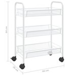 vidaXL Chariot de cuisine à 3 niveaux Blanc 46x26x64 cm Fer