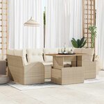 vidaXL Ensemble de canapé de jardin 7 Pièces Beige Poly rotin