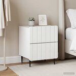 vidaXL Cabinet de chevet avec tiroir 2 Pièces Blanc 43 x 34 5 x 49 5 cm