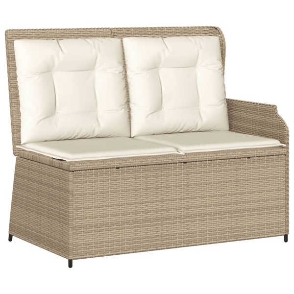 vidaXL Banc inclinable de jardin avec coussins beige résine tressée