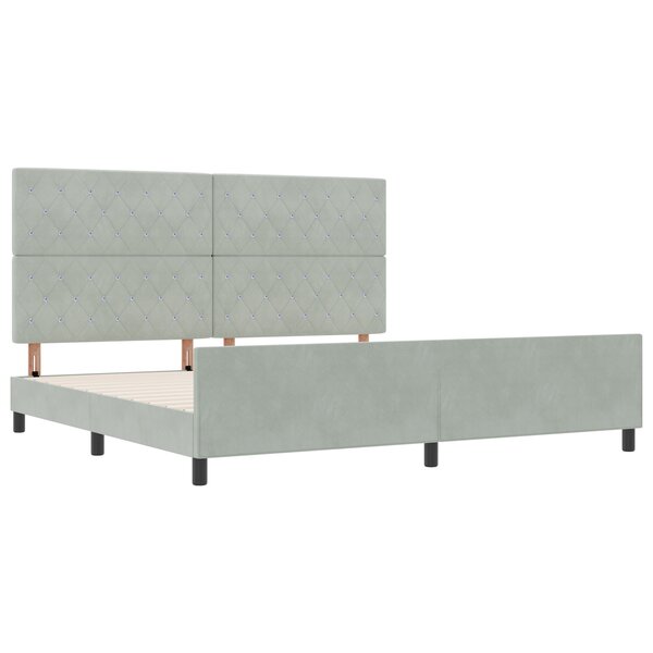 Lit vidaXL Gris clair 200x200 cm Velours