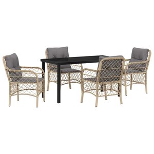 vidaXL Ensemble de salle à manger pour jardin 5 Pièces Beige Poly rotin