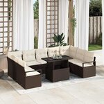 vidaXL Ensemble de canapé de jardin 10 Pièces Marron et crème