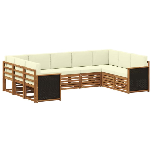 vidaXL Ensemble de canapé d'angle avec coussin 7 Pièces Naturel et Crème