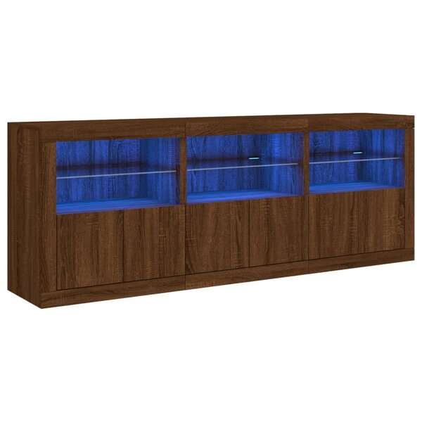 vidaXL Buffet avec lumières LED chêne marron 181 5x37x67 cm