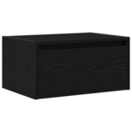 vidaXL Table de chevet murale avec lumières LED chêne noir