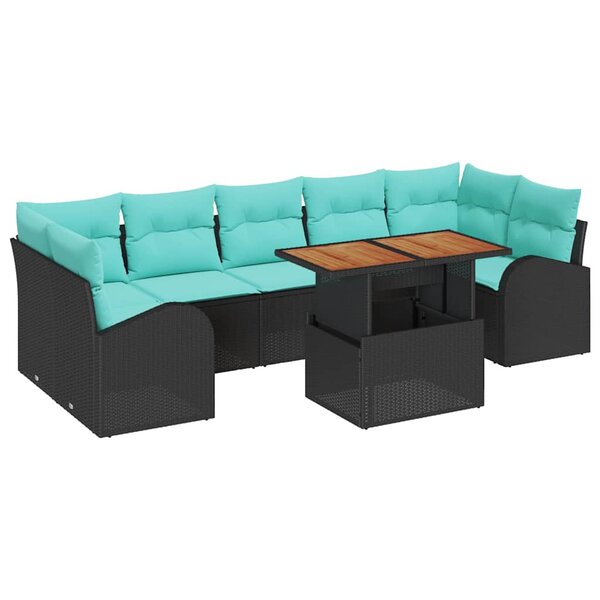 vidaXL Ensemble de canapé de jardin 8 Pièces Noir Poly rotin
