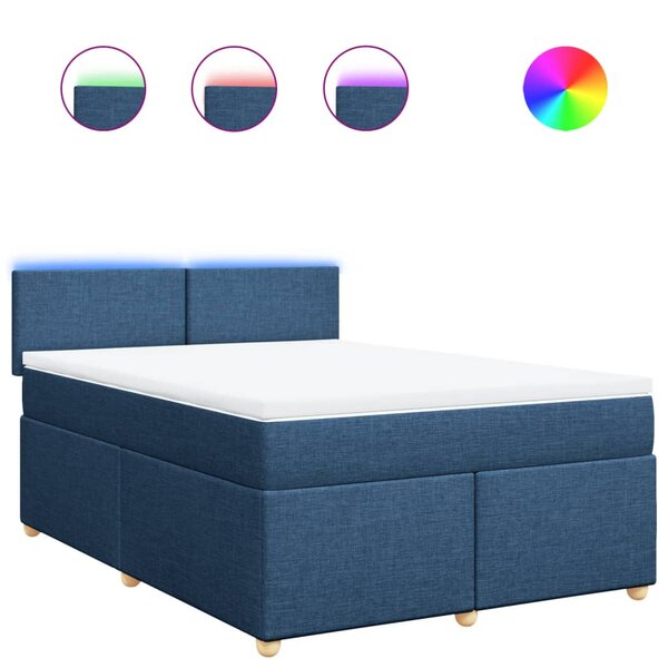 vidaXL Sommier à lattes de lit avec matelas Bleu 160x200 cm Tissu