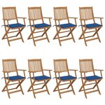 vidaXL Chaises pliables de jardin lot de 8 avec coussins Bois d'acacia