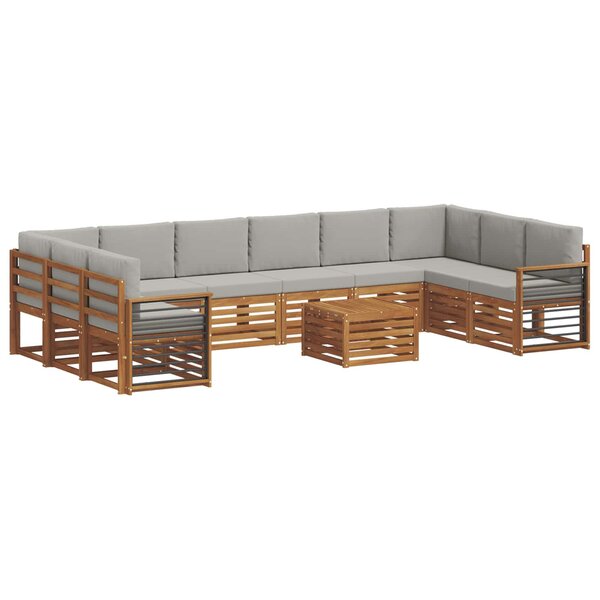 vidaXL Ensemble de canapés d'extérieur 11 pc Gris Naturel et Clair